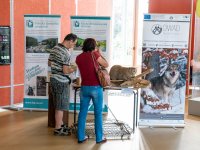 V Kruhové hale se nejen absolventi mohli seznámit s vlčím projektem FŽP - OWAD či prozkoumat vycpaného bobra.